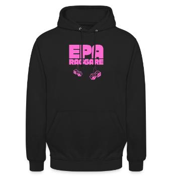 EPA Ragger – Rosa Hängende Würfel - Unisex Hoodie - Schwarz - Vorne - Alina (178cm) & Michal (187cm)