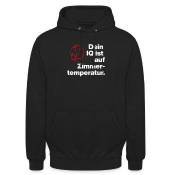 YOUR IQ IS AT ROOM TEMPERATURE. SARCASM CHEEKY - Unisex Hoodie - black - Front - Alina (178cm) & Michal (187cm)