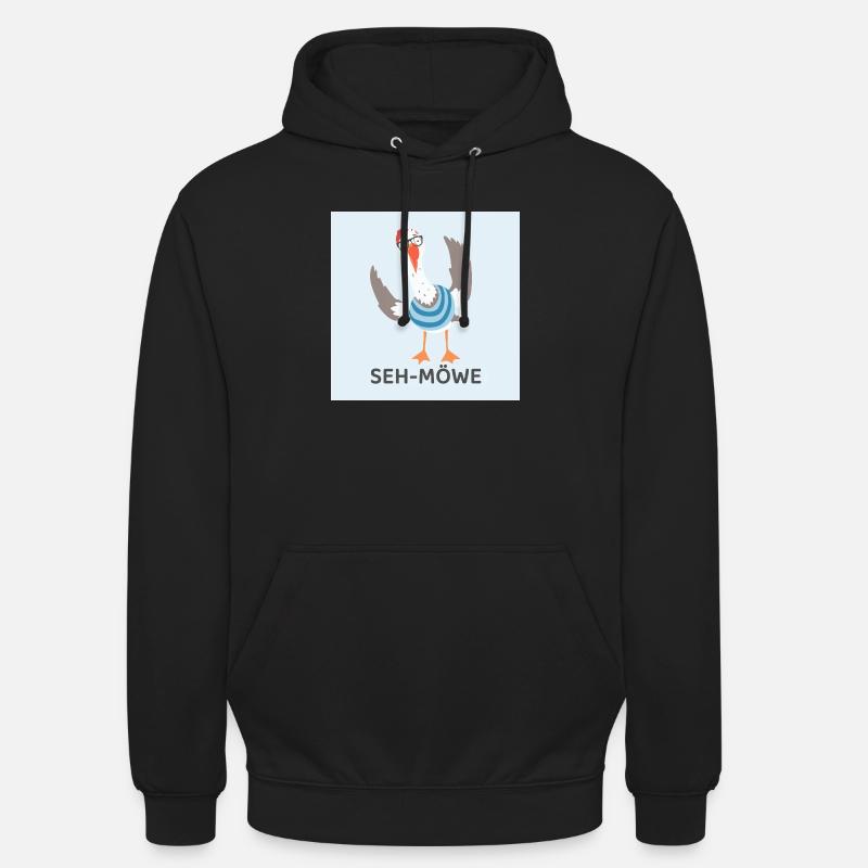 SEH-MÖWE – Mouette drôle - Sweat-shirt à capuche unisexe - noir