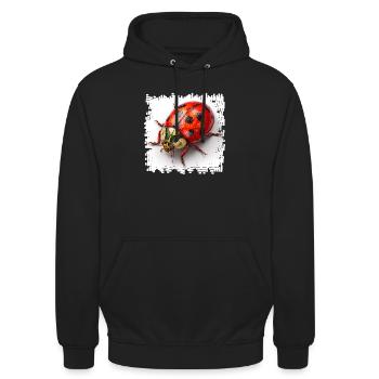 Roter Marienkaefer Muster Shirt - Unisex Hoodie - Schwarz - Vorne - Alina (178cm) & Michal (187cm)