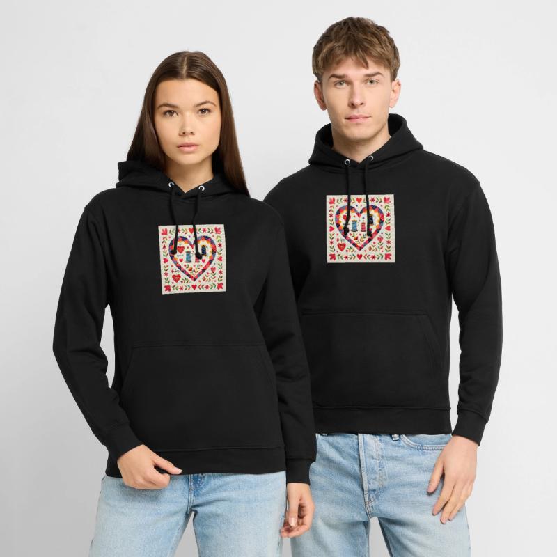 Patchwork Herz mit Garnen Unisex Hoodie