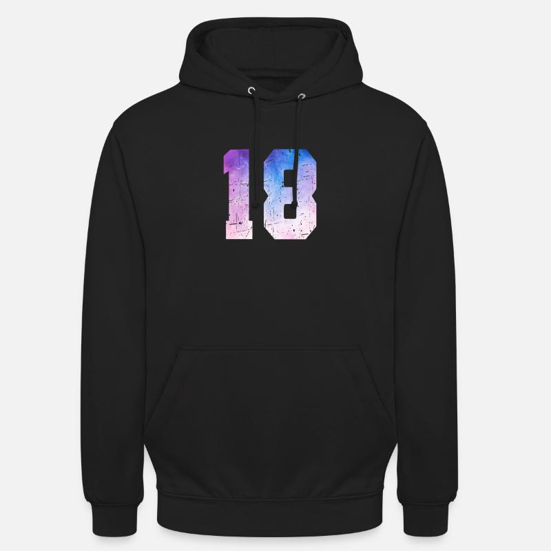 numéro 18 – Cadeau anniversaire 18 ans - Sweat-shirt à capuche unisexe - noir