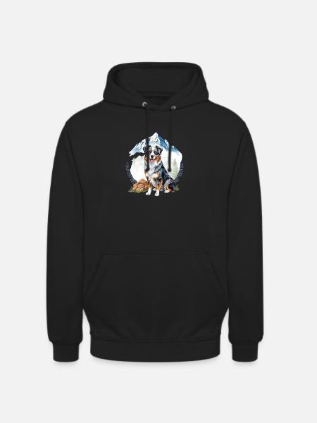 Aussie Dog Landscape Nature Illustration - Unisex Hoodie - black