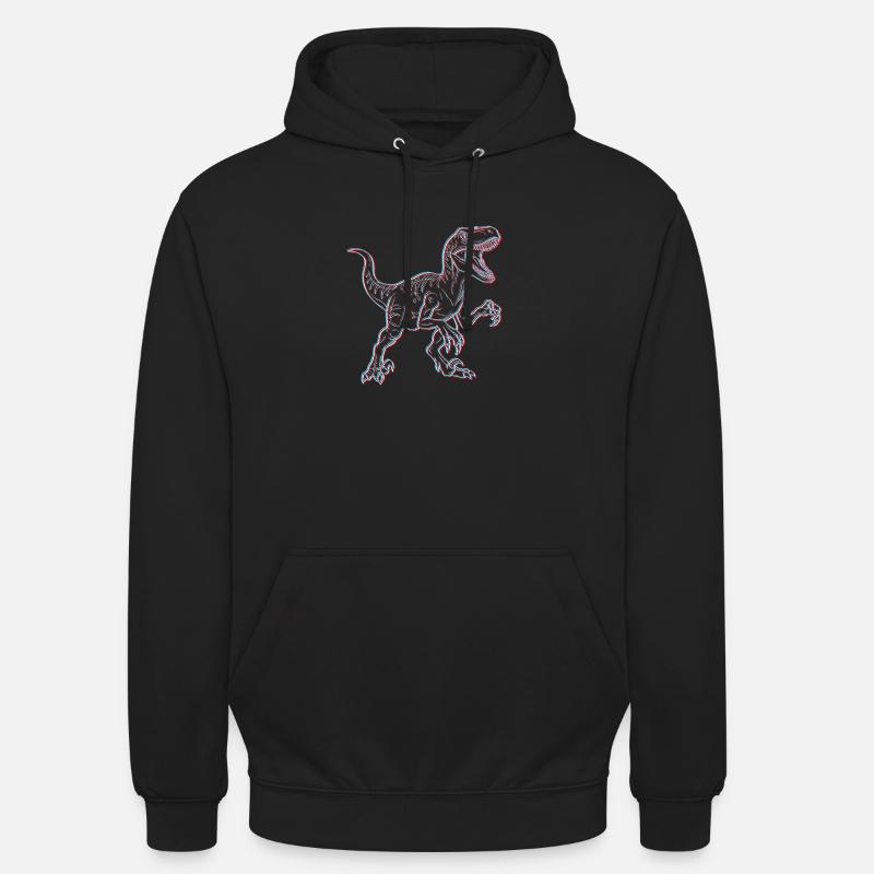 Neon Dinosaur 3D Skeleton - Unisex Hoodie - black