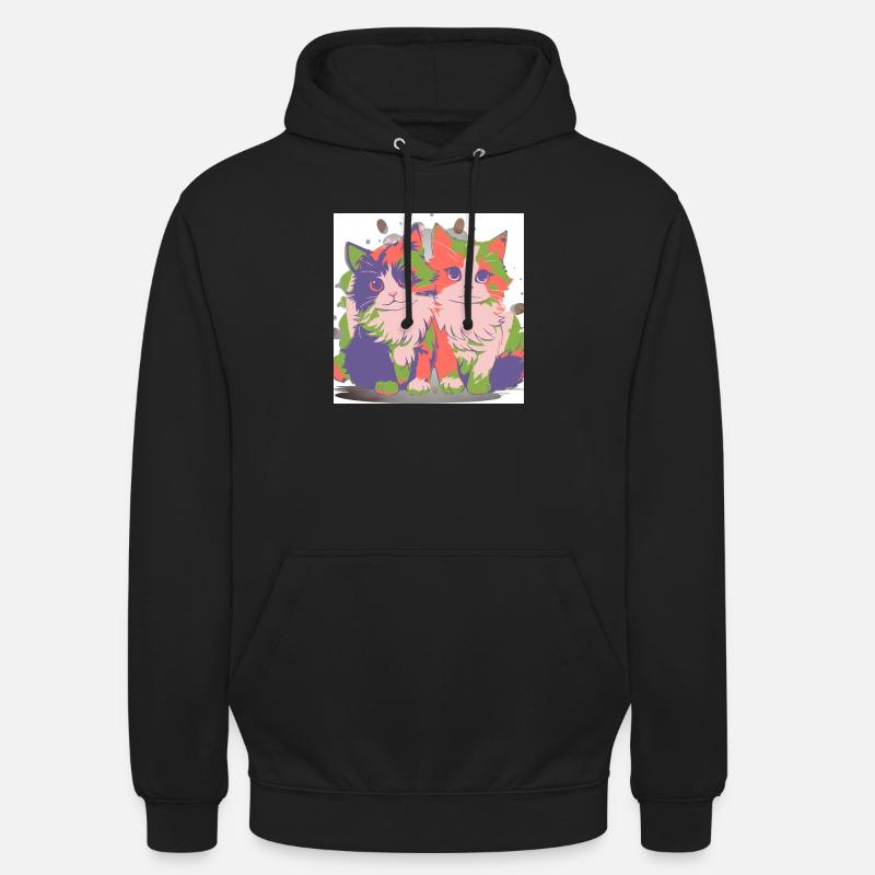 Pop Color Duo-Kätzchen - Unisex Hoodie - Schwarz
