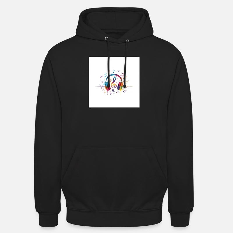Bunte Kopfhörer Musikdesign - Unisex Hoodie - Schwarz