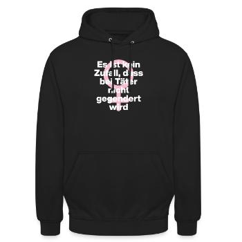 KEIN ZUFALL: TÄTER WERDEN GESCHONT! TÄTER GENDERN♀ - Unisex Hoodie - Schwarz - Vorne - Alina (178cm) & Michal (187cm)