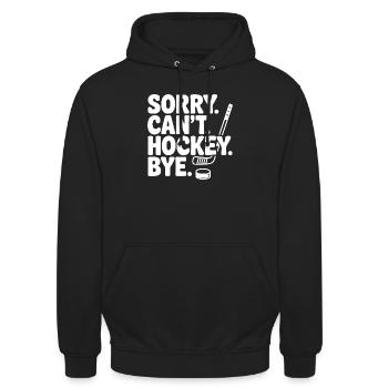 Entschuldigung. Geht nicht. Eishockey. Tschüss. - Unisex Hoodie - Schwarz - Vorne - Alina (178cm) & Michal (187cm)