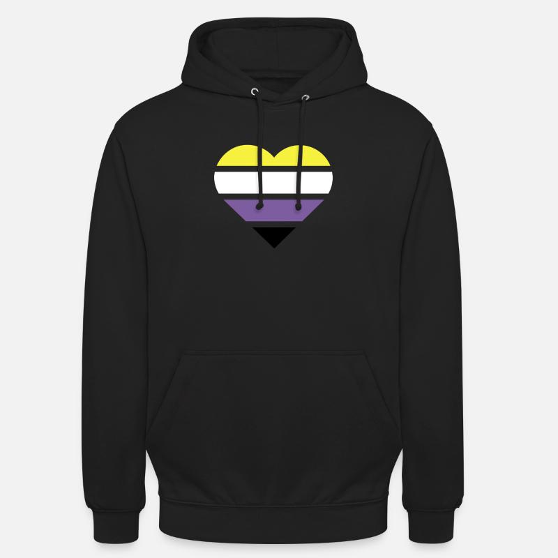 Pride Flag Heart · Nonbinary - Unisex Hoodie - black