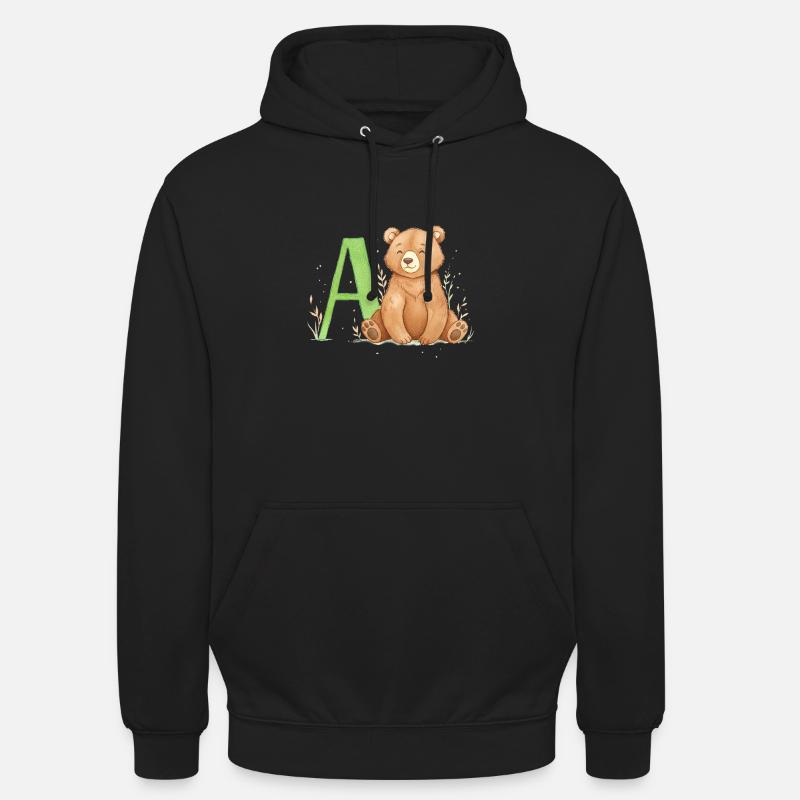 Alphabet Bär mit Großem A - Unisex Hoodie - Schwarz