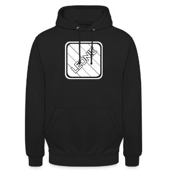 Lettrage Leonie sur bandes diagonales - Sweat-shirt à capuche unisexe - noir - Devant - Alina (178cm) & Michal (187cm)