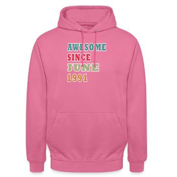 Awesome Seit Juni 1991 - Unisex Hoodie - Pink - Vorne - Alina (178cm) & Michal (187cm)
