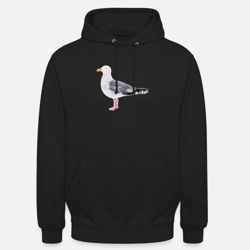 Mouette argentée.1 - Sweat-shirt à capuche unisexe - noir