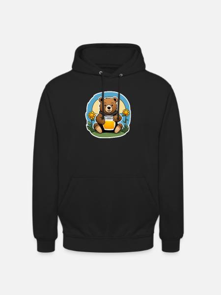 Teddybär mit einem Honigglas - Unisex Hoodie - Schwarz