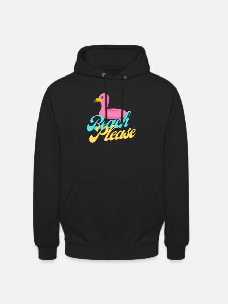 Beach Please Flamingo Retro Tee - Unisex Hoodie - black