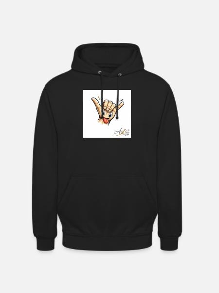 Cartone animato di Shaka Hand con la lingua - Felpa con cappuccio unisex - nero