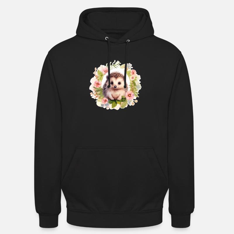 Hérisson mignon - Sweat-shirt à capuche unisexe - noir