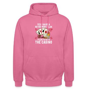 Poker Casino Joueur de Poker Jeu Roulette Cadeau - Sweat-shirt à capuche unisexe - rose - Devant - Alina (178cm) & Michal (187cm)