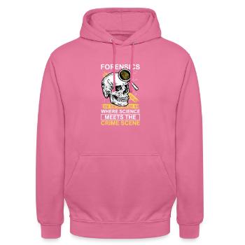 Pathologiste, Expert médico-légal, Analyste de scène de crime - Sweat-shirt à capuche unisexe - rose - Devant - Alina (178cm) & Michal (187cm)