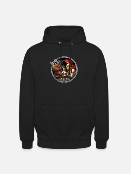 Minotaur vs Spartan Arm Wrestling - Unisex Hoodie - black