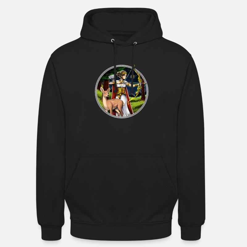 Artémis Déesse chasseuse grecque - Sweat-shirt à capuche unisexe - noir