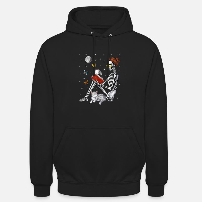 Skeleton Reading Book - Unisex Hoodie - black