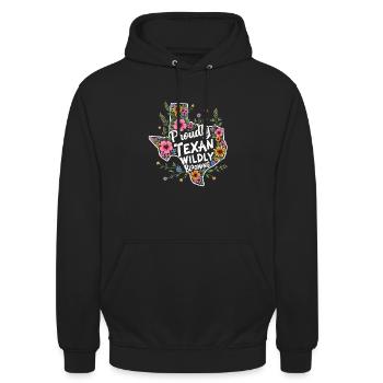 Texas Fleurs sauvages Saison Champs Fleurs Texas - Sweat-shirt à capuche unisexe - noir - Devant - Alina (178cm) & Michal (187cm)