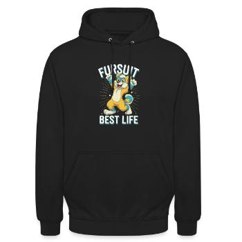 Furry Fandom Enthusiast Cosplay Fun and Fursuiting - Unisex Hoodie - black - Front - Alina (178cm) & Michal (187cm)