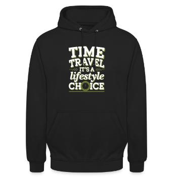 Time travel sci-fi enthusiast and time machine - Unisex Hoodie - black - Front - Alina (178cm) & Michal (187cm)