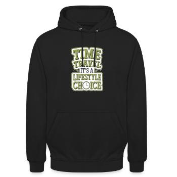 Time travel sci-fi enthusiast and time machine - Unisex Hoodie - black - Front - Alina (178cm) & Michal (187cm)