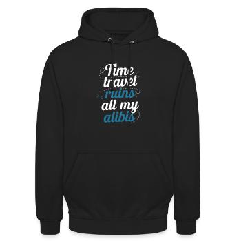 Time travel sci-fi enthusiast and time machine - Unisex Hoodie - black - Front - Alina (178cm) & Michal (187cm)