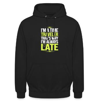 Time travel sci-fi enthusiast and time machine - Unisex Hoodie - black - Front - Alina (178cm) & Michal (187cm)