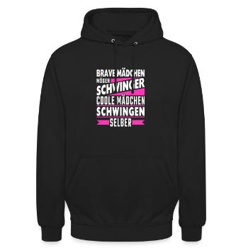 Brave Mädchen mögen Schwinger - Unisex Hoodie - Schwarz - Vorne - Alina (178cm) & Michal (187cm)