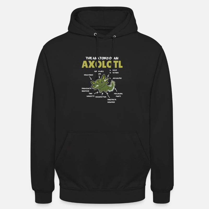 Axolotl Explication Anatomie d’un Axolotl - Sweat-shirt à capuche unisexe - noir