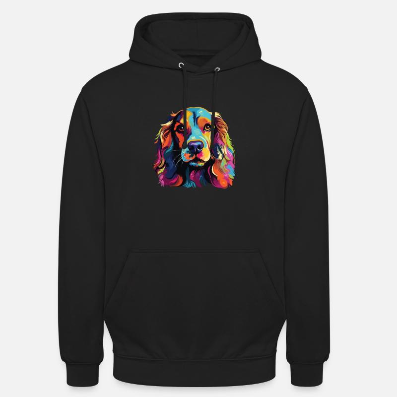 Wasserfarben Farbenfroher Cocker Spaniel - Hættetrøje unisex - sort
