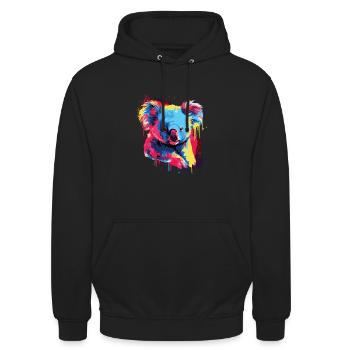Wasserfarben Farbenfroher Koala bunte Tiere - Unisex Hoodie - Schwarz - Vorne - Alina (178cm) & Michal (187cm)