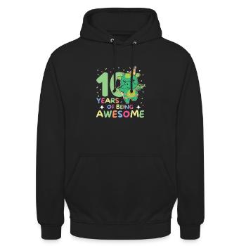 Drache zum 10. Geburtstag Kinder zehn Jahre alt - Unisex Hoodie - Schwarz - Vorne - Alina (178cm) & Michal (187cm)