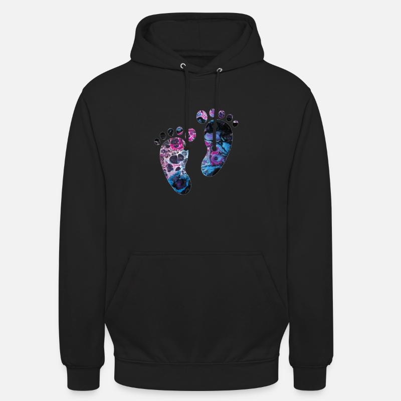 Cadeau abstrait coloré de pieds de bébé - Sweat-shirt à capuche unisexe - noir
