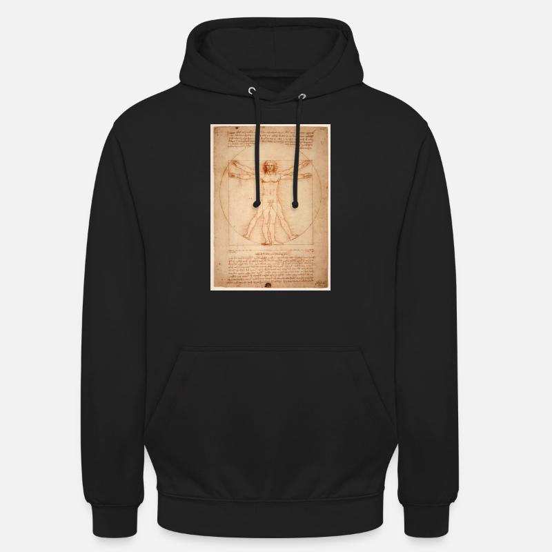 Leonardo da Vinci humain - Sweat-shirt à capuche unisexe - noir