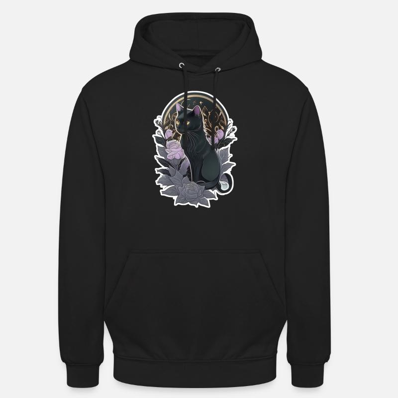 Schwarze Katze im Gothic-Stil - Unisex Hoodie - Schwarz