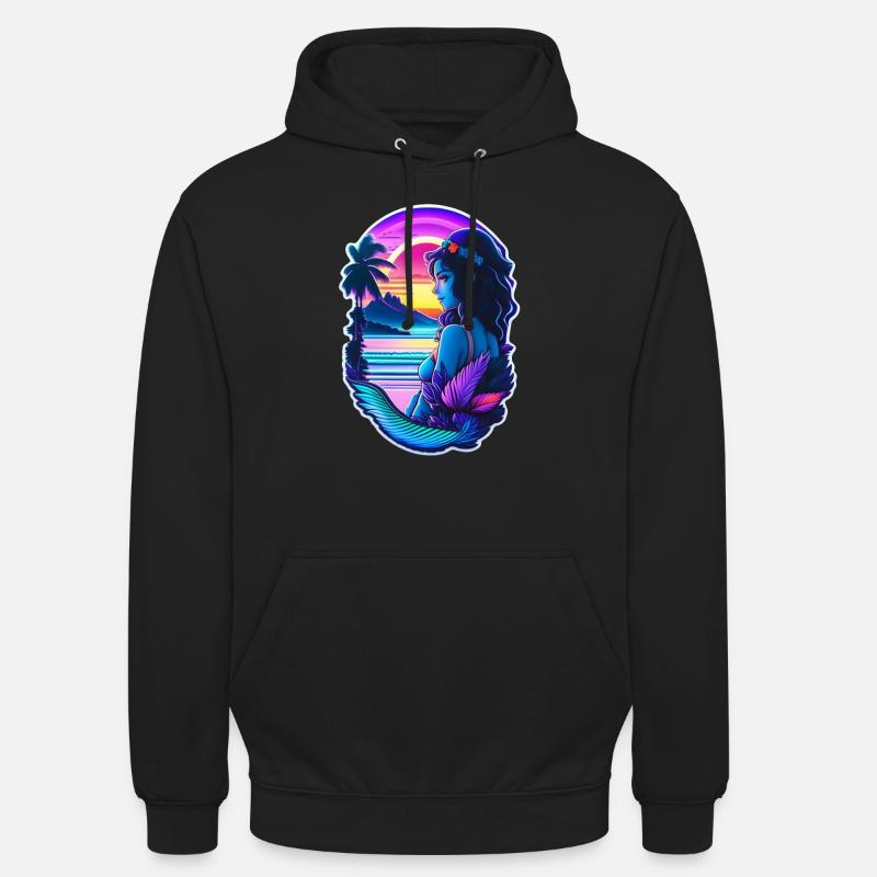 surf - manga - hawaii - Sweat-shirt à capuche unisexe - noir