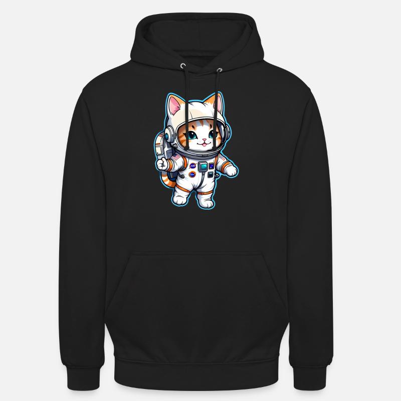 chat astronaute - espace - Sweat-shirt à capuche unisexe - noir