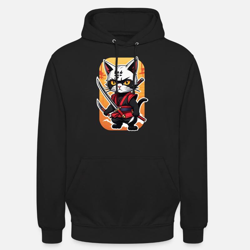 Ninja Cat - Samurai Kitten - Unisex Hoodie - black