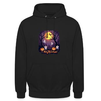 Schrecken & Spaß! Schrecken und Spaß! - Unisex Hoodie - Schwarz - Vorne - Alina (178cm) & Michal (187cm)