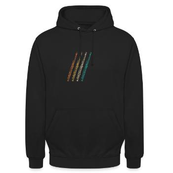 Flötist Evolution Querflöte - Unisex Hoodie - Schwarz - Vorne - Alina (178cm) & Michal (187cm)