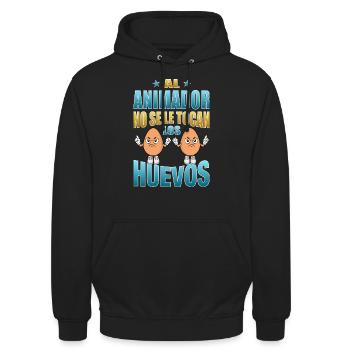 Der Entertainer rührt seine Eier nicht an - Unisex Hoodie - Schwarz - Vorne - Alina (178cm) & Michal (187cm)
