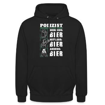 Mon quotidien de policier - Sweat-shirt à capuche unisexe - noir - Devant - Alina (178cm) & Michal (187cm)