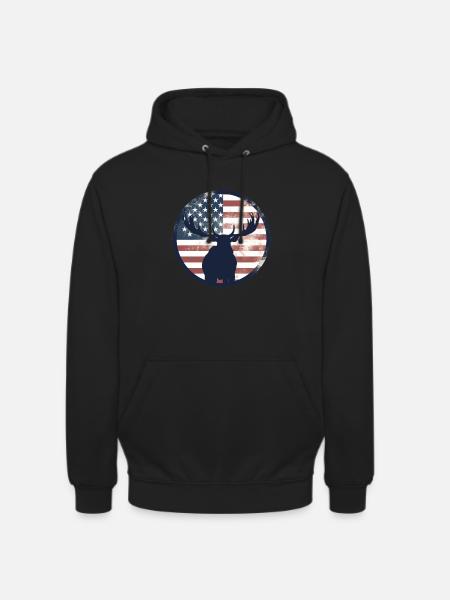 American Flag Moose - Unisex Hoodie - black