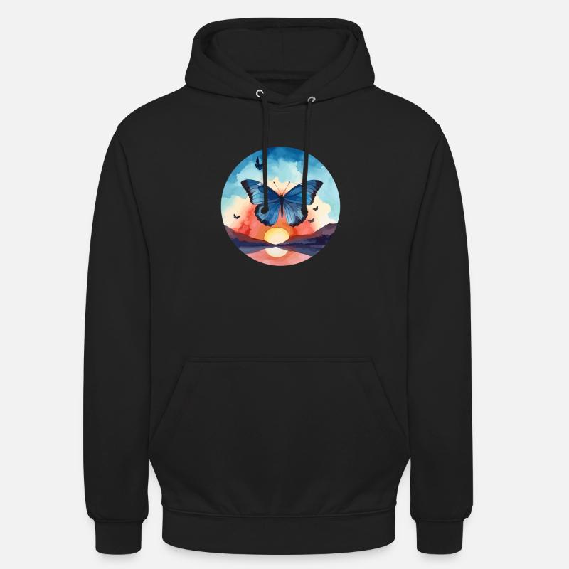 Blauer Morpho-Schmetterling - Unisex Hoodie - Schwarz