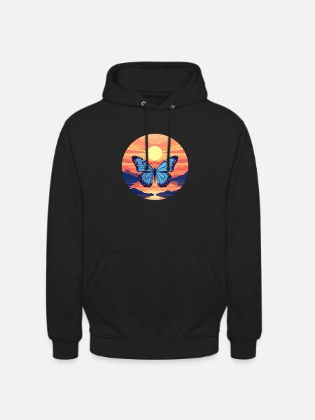 Blue Morpho Butterfly - Unisex Hoodie - black